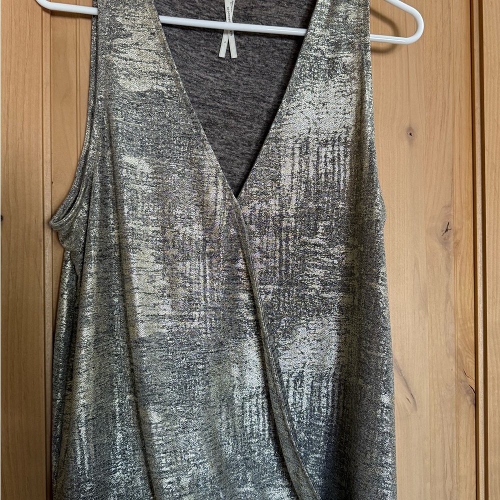 Anthropologie Silver Wrap Tank Top